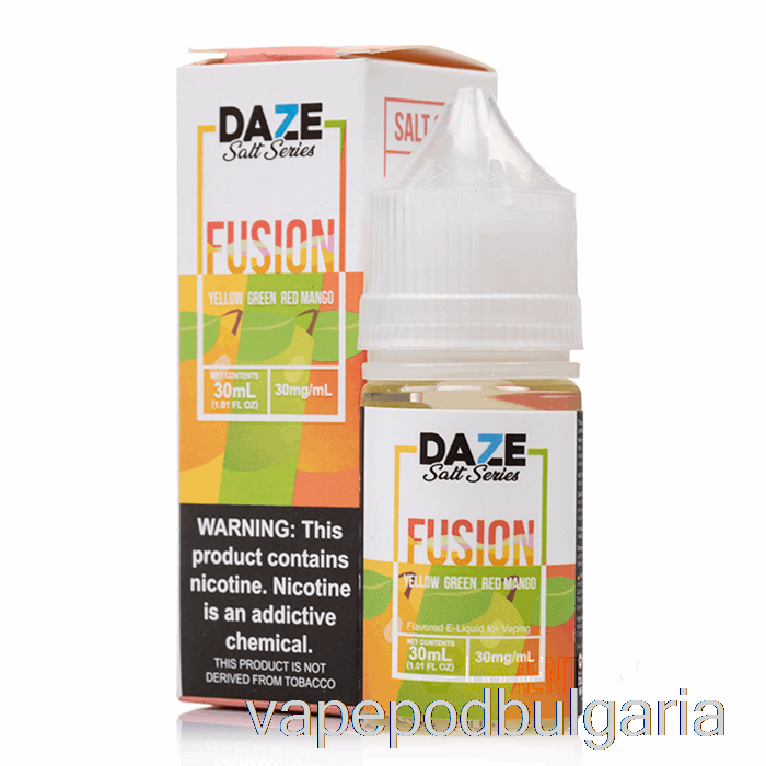 Vape 10000 Дръпки Yellow Green Red Mango - 7 Daze Fusion сол - 30ml 50mg